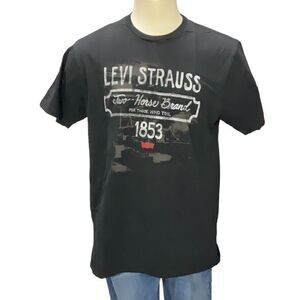 Mens Levi & Strauss Black Tagless Shirt Two Horse Brand For those who Toil Sz XL